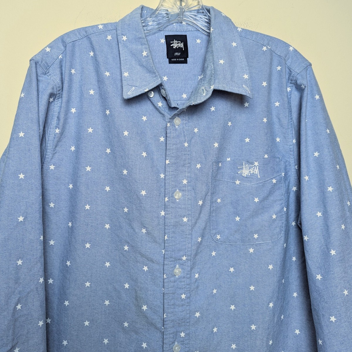 Stussy Oxford All Over Star Print Button Up Shirt Large VTG | eBay