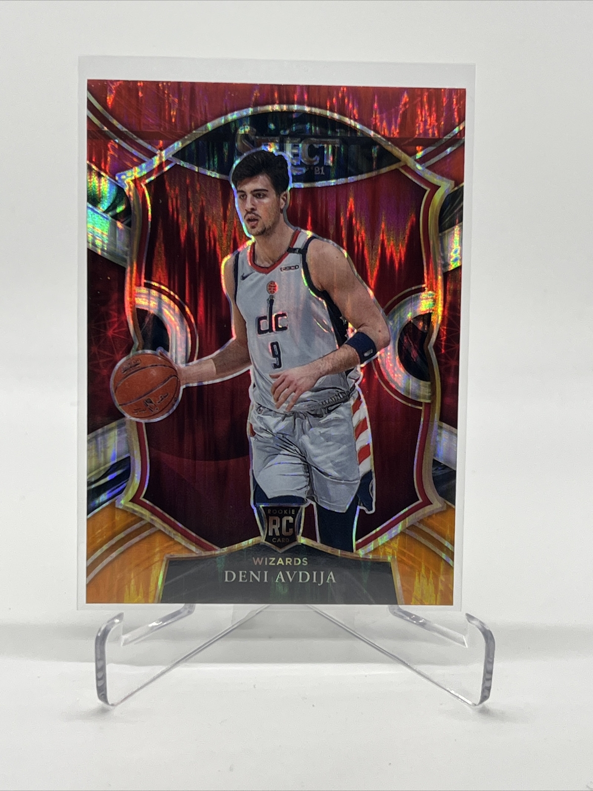 2020-21 Panini Select #69 Deni Avdija RC Concourse Red/White/Orange Shimmer