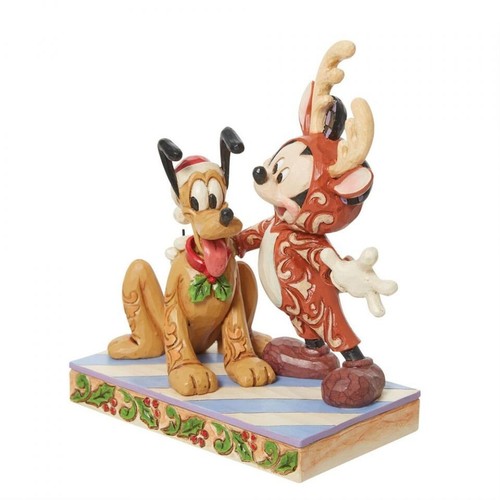 Jim Shore Disney MICKEY REINDEER WITH PLUTO SANTA-FESTIVE FRIENDS FIGURE 6013059 - Picture 3 of 7