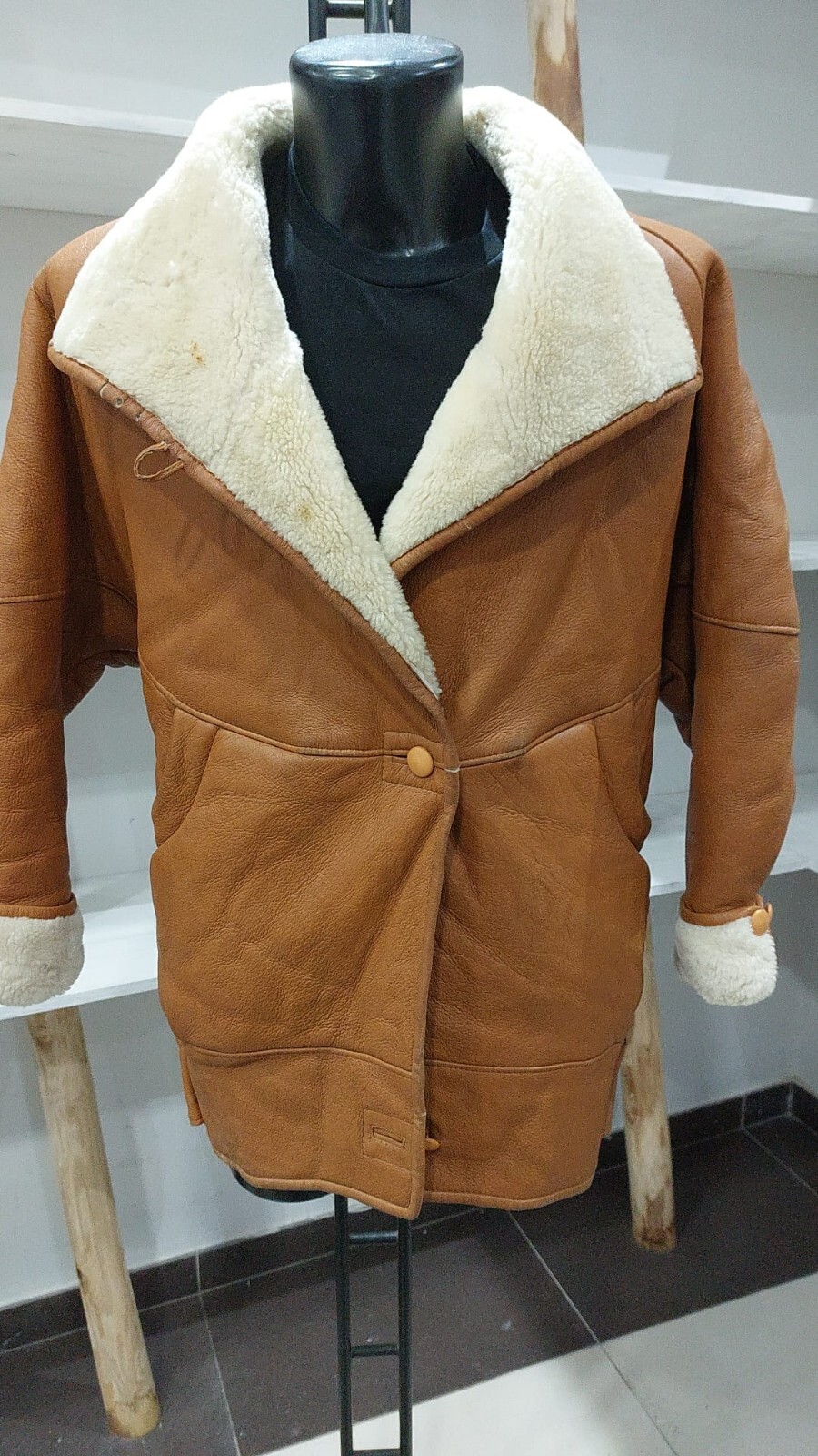 Pre-owned Men's Brown Sheepskin Jacket Size S MGC002PI