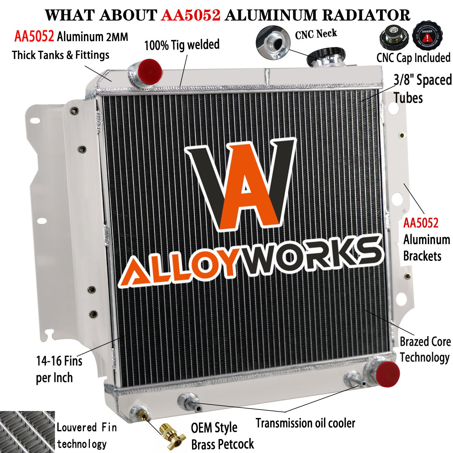 4 Row Aluminum Radiator For 1987-2006 Jeep Wrangler YJ TJ GM Chevy V8 Engine AT