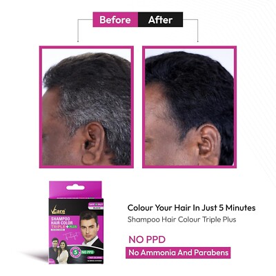 VCare Shampoo Hair Color - 15ml Black Color and Deeply Nourishes Your Hair| 5 Mi