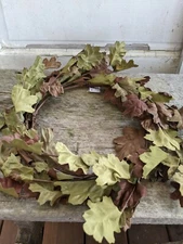 OLIVE LEAF CANDLE RING Wreath Leaves Fall Autumn Country Farmhouse 13" x 6.75" 