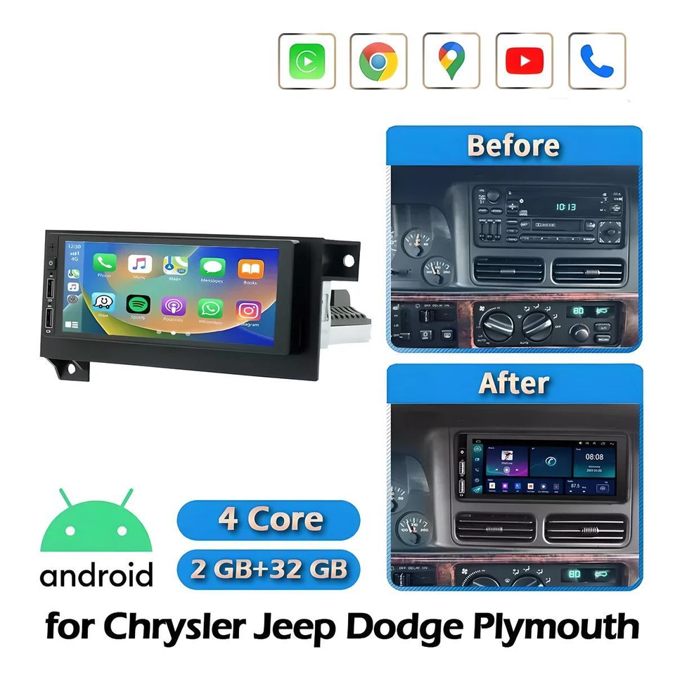 Radio GPS estéreo para coche Android 13 Carplay para Dodge Ram 1500 2500 3500 1994-2002 Foto 2 de 4