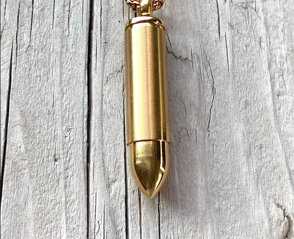 SECRET POWDER VIAL HOLLOW BULLET SPOON GUN Pendant 925 Sterling