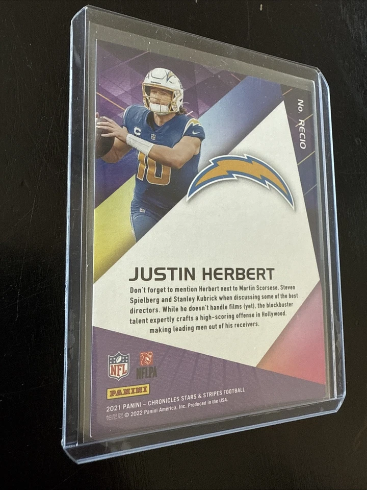 2021 Panini Chronicles - Recon Justin Herbert #REC10 Orange /49 - Image 4 of 4