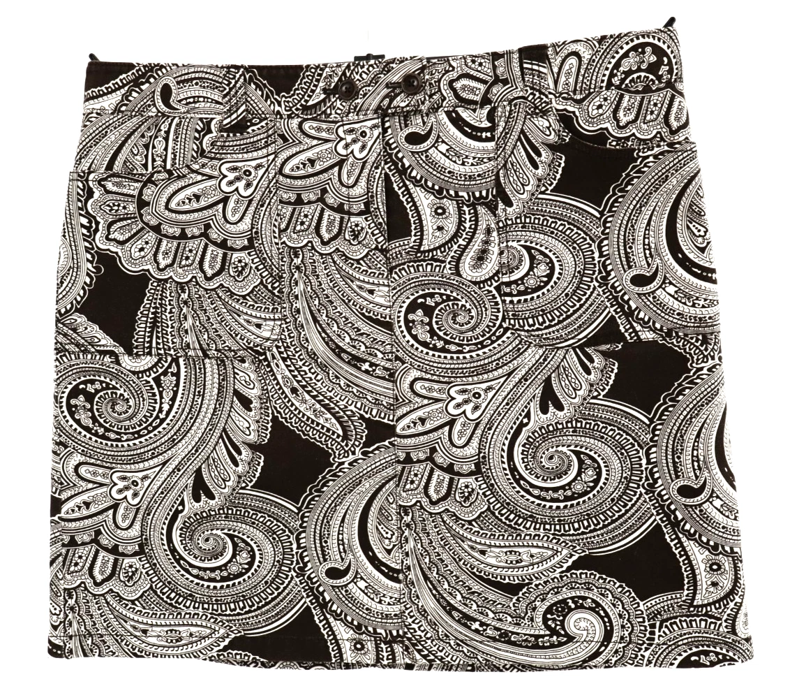 ANN TAYLOR Women's Cotton A-Line Mini Skirt Pocket Paisley Brown White Size 16