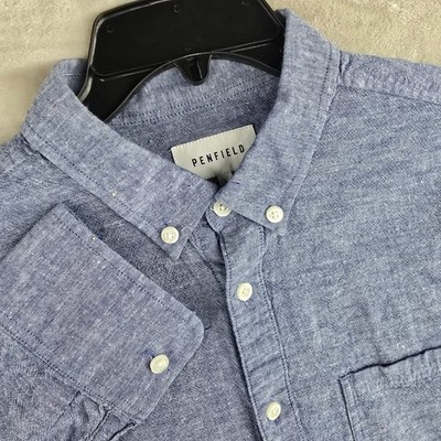 Penfield Mens Blue Cotton Button Down Long Sleeve Shirt Size Large