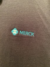 Vintage Merck Polo Shirt XL Men’s Black VG Embroidered Logo NJ Pharmaceuticals