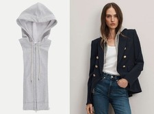 NWT Veronica Beard 175 Hoodie Dickey in Heather Gray 00-14