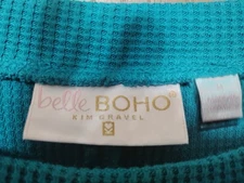 Belle Boho by Kim Gravel Women's Top Waffle & Patchwork Blue Size Medium 