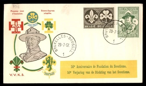 Mayfairstamps Belgium FDC 1957 Boy Scouts Combo Symbols First Day Cover aaw_8165