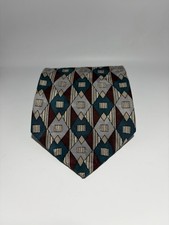 Vintage Oscar De La Renta Studio Mens Silk Diamond Geometric Tie Made In USA