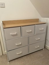 Chest of Drawers White/Light Wood Top, 6 Drawers, Freestanding, 98cm