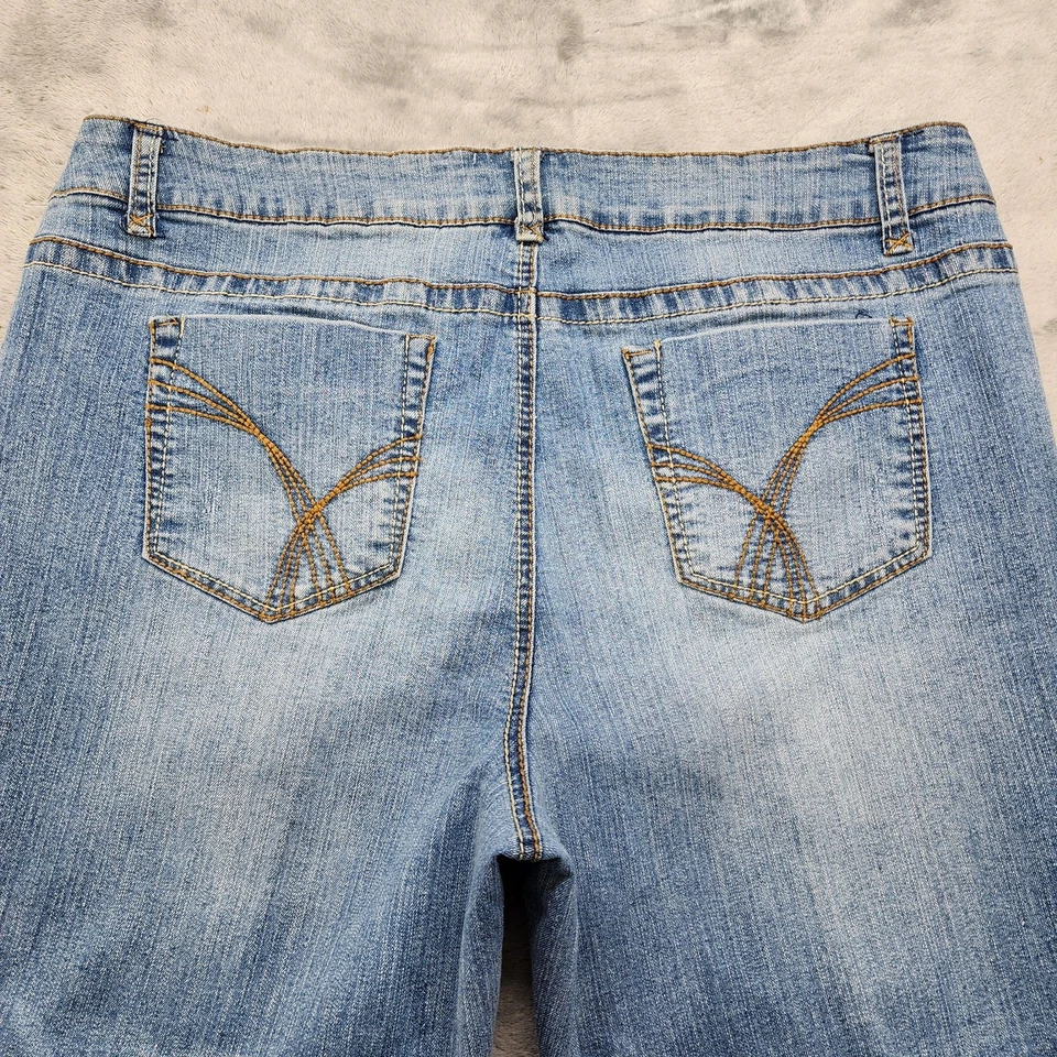 Pantalones de mezclilla elásticos Route 66 para mujer 15/16 azul tiro medio calce clásico pierna ajustada Foto 4 de 4