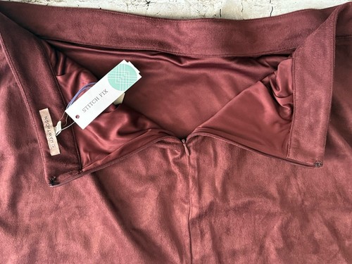 Stitch Fix 41 Hawthorn Marquetta Faux Suede Burgundy Skirt Size 2X Plus - Picture 8 of 12