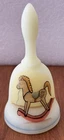 VINTAGE FENTON GLASS SMALL BELL With Rocking Horse 4.5” GLOWS Custard Glass