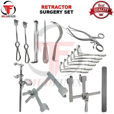 Retractor Instrument Set of 17 Pcs Basic Abdominal Major Surgery General Nasal