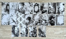 Scrapbooking paper set vintage floral black white nostalgic motifs 20 pieces