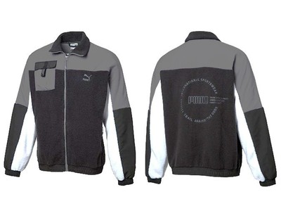 PUMA Mens Sz XXL Gray Black White XTG Trail Woven FZ Jacket Logo Zip Fleece NWT