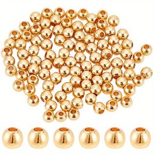 1set 100pcs Beads 3mm Ball Brass Tiny Beads Smooth Metal Spacer Beads