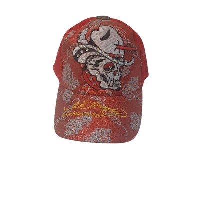 Ed Hardy Hat Embroidered Red Skull Trucker Snapback Vintage Tattoo Wear