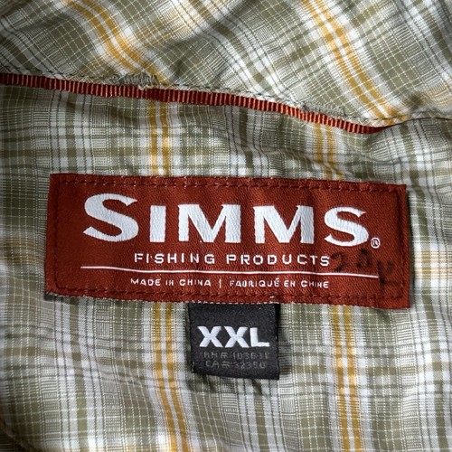 Simms Shirt Men XXL Tan Plaid Relaxed Fishing Long Sleeve Nylon Blend Light - Picture 4 of 10