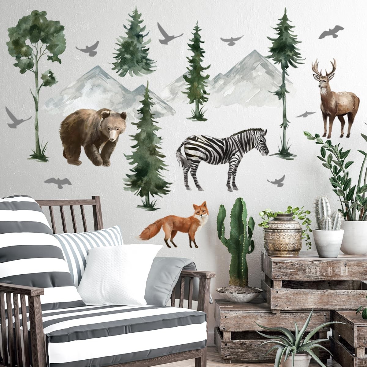 Stickers muraux animaux jungle repositionnables sans trace pour mur