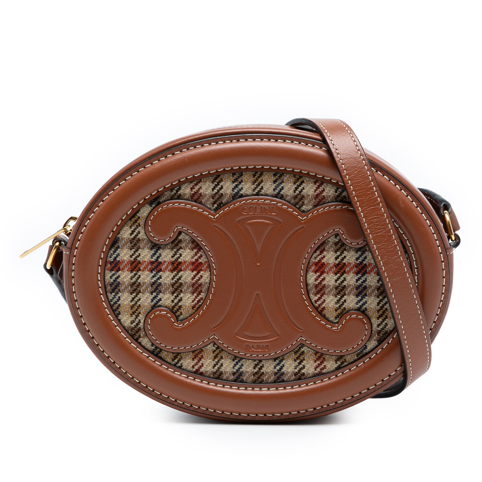 Authenticated Celine Small Houndstooth Canvas and… - image 1