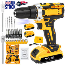 Cordless Hammer Drill Set Electric Impact Driver Screwdriver + 48V 2x Battery UK