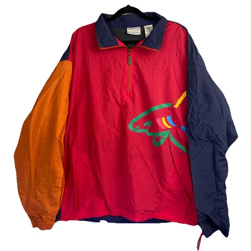 Vintage Reebok Greg Norman Windbreaker Jacket Men's XL Colorblock 90s Shark Red