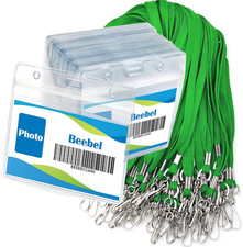 Lanyard with Waterproof ID Card Holder 50Pcs Clear Plastic Horizontal Name Tags