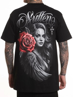 Sullen Men's Destiny Short Sleeve Standard T-shirt Angel and Rose Tattoo Tee