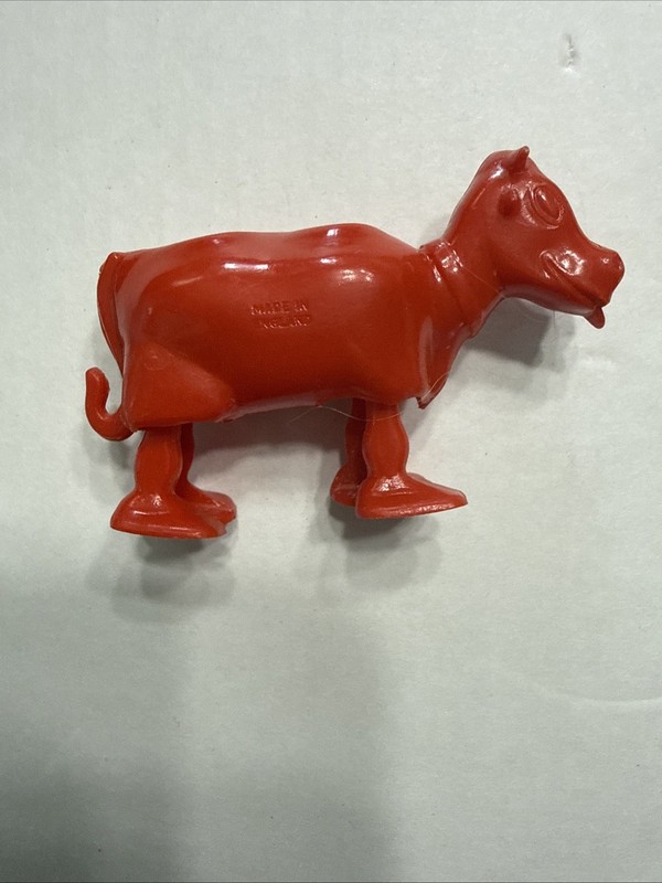 Vintage 1950s Red Hard Plastic Cow Ramp Walker Tudor  Rose England Gravity Toy