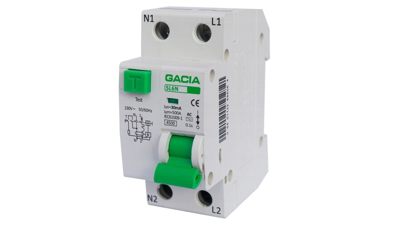 Residual current switch with overcurrent element SL6N 1P + N C10