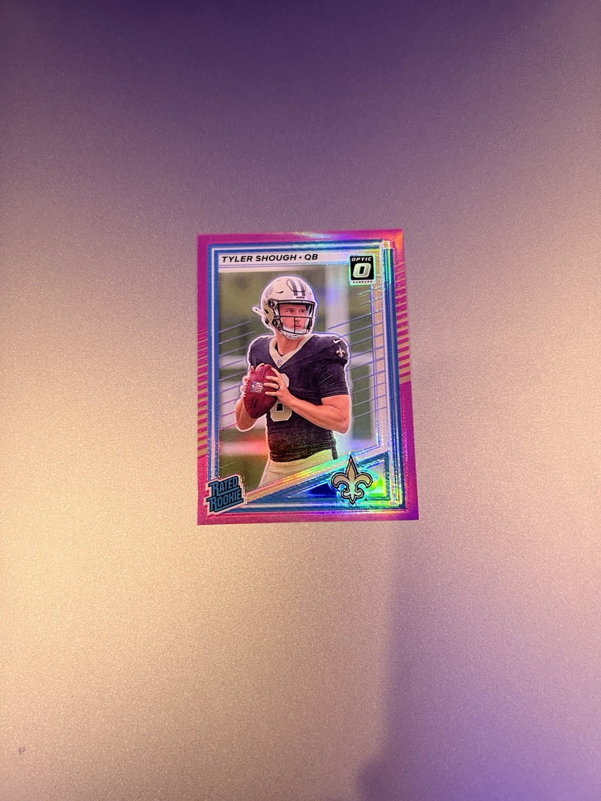 2025 Panini Donruss - Rated Rookie Tyler Shough #304 Optic Preview Pink Prizm