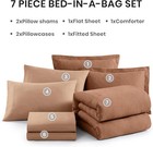 Queen Comforter Set - 7 Pieces Cationic Dyeing Autumn Leaf Bed in a Bag Queen Be