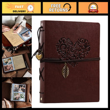Leather Photo Album 4x6 - Holds 160 Photos, Writing Space 30 Papers, Scrapbook