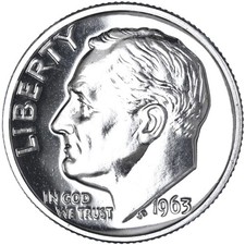 1963 (P) Roosevelt Dime Gem Proof 90% Silver