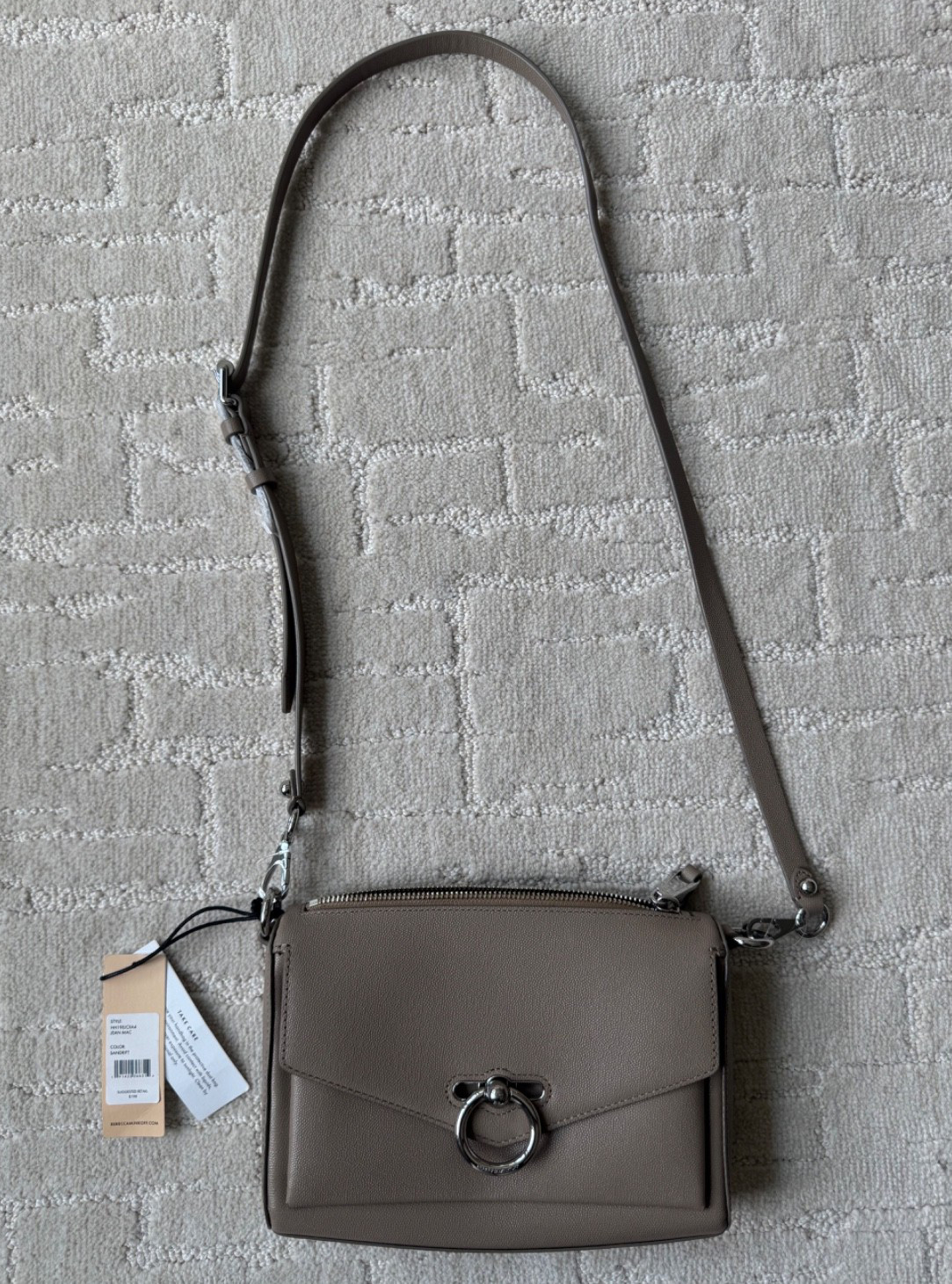 NWT REBECCA MINKOFF JEAN MAC PURSE CROSSBODY LEATHER SANDRIFT WOMENS TAN