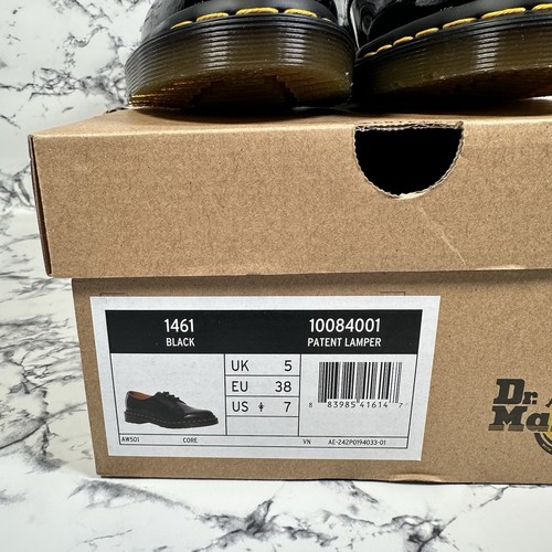 DR MARTENS Black 1461 Patent Leather Oxford Shoes SIZE UK5 EU38 BNIB Lamper - Picture 3 of 11