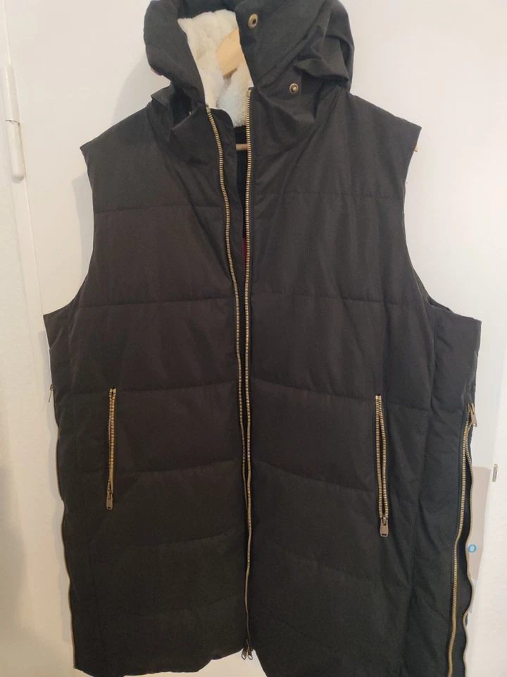 Lange Dicke Weste 46 48 schwarz Kapuze C&A Wie Neu Steppweste
