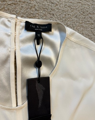 Rag & Bone New York Chalk Maris Silk Tee Size 16 Y2K NWT Stunning - Picture 8 of 8
