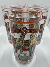 VINTAGE JACK DANIELS BUNG SLINGER RECIPE (5) GLASSes 12 OZ Cups Glass Drinking