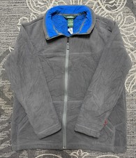 LL Bean Grey Fleece Jacket With Blue Interior Boys Size L outdoor fleece