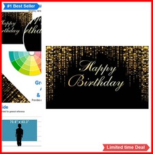 Happy Birthday Backdrop 70.8 x 43.3 Inch Vinyl Black Gold Glitter Bokeh Sequin