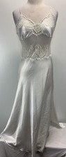 Vtg Victorias Secret Long Satin Nightgown Women s M White Bridal Lace Insert Y2K