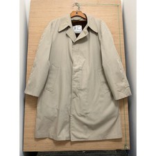 London Fog Maincoats Tan Trench Coat Zip Out Faux Fur Liner Mens 40 Short USA