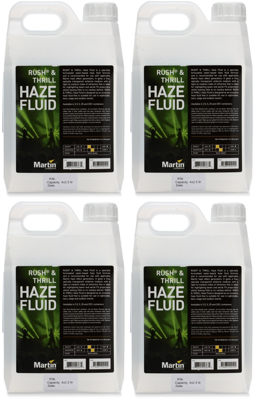 Матирующая жидкость Martin Lighting RUSH - THRILL на водной основе - 2,5 литра (4 упаковки)