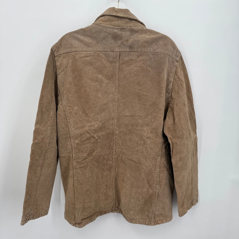 Wilsons Leather Jacket Mens Sz L Tan Suede Leather Button Quilted Western Chore - Image 3 of 4